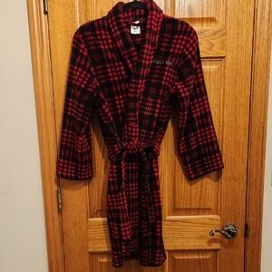Calvin Klein Kid's Red and Black Plaid Fleece Robe